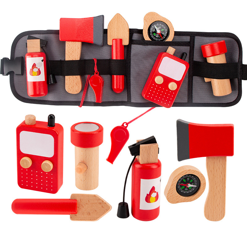 Gardening Tools For 3 Year Old - เด็กไม้จําลองเครื่องมือนักผจญเพลิงเอวกระเป๋าชุดแกล้งทําเป็นเล่นของเล่นบทบาทเล่นของเล่นเพื่อการศึกษาเด็ก 3-6 ปี
