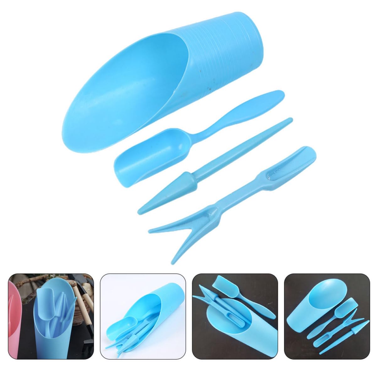 Gardening Tools Hand - 4 ชิ้น/เซ็ต,พลาสติกทนทานถังพลั่วกระถางการเพาะปลูกกระบอก MeatPlant ดินพลั่วสวนเครื่องมือ MINI Garden
