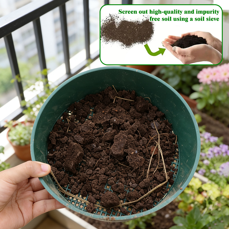 Garden Sieve Soil - 【อุปกรณ์ทำสวนที่ต้องมี】ตะแกรงกรองดินพลาสติกแบบหนา 21 ซม. – เหมาะสำหรับการกรองดิน ปุ๋ยหมัก