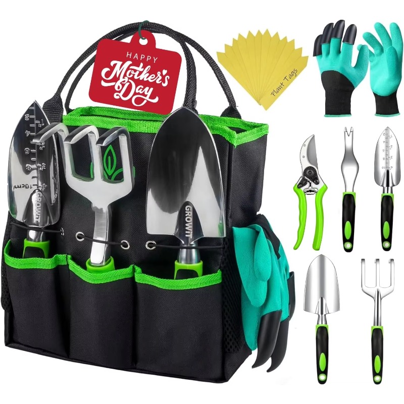 Gardening Hand Tools Yard - ชุดเครื่องมือทำสวนตามหลักสรีรศาสตร์ 9 ชิ้น ชุดอุปกรณ์ทำสวนครบชุด พร้อมกรรไกรตัดแต่งกิ่ง พลั่ว