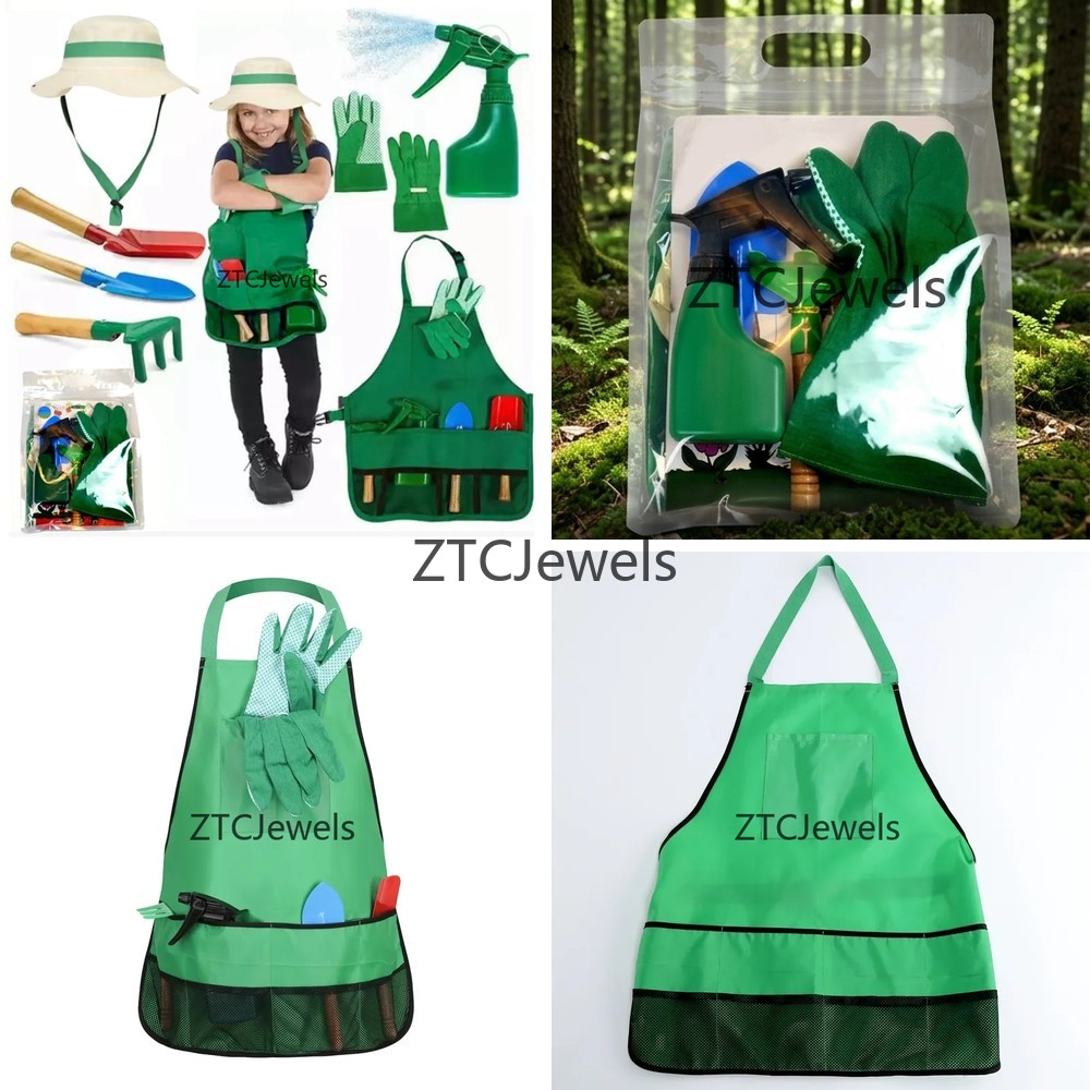 Gardening Tools Girls - ชุดเครื่องมือทำสวนสำหรับเด็กพร้อมถุงมือ ชุดคอสเพลย์สำหรับเด็กผู้หญิง ปลูกดอกไม้ เล่นวิทยาศาสตร์ ของเล่นปาร์ตี้ แต่งตัว
