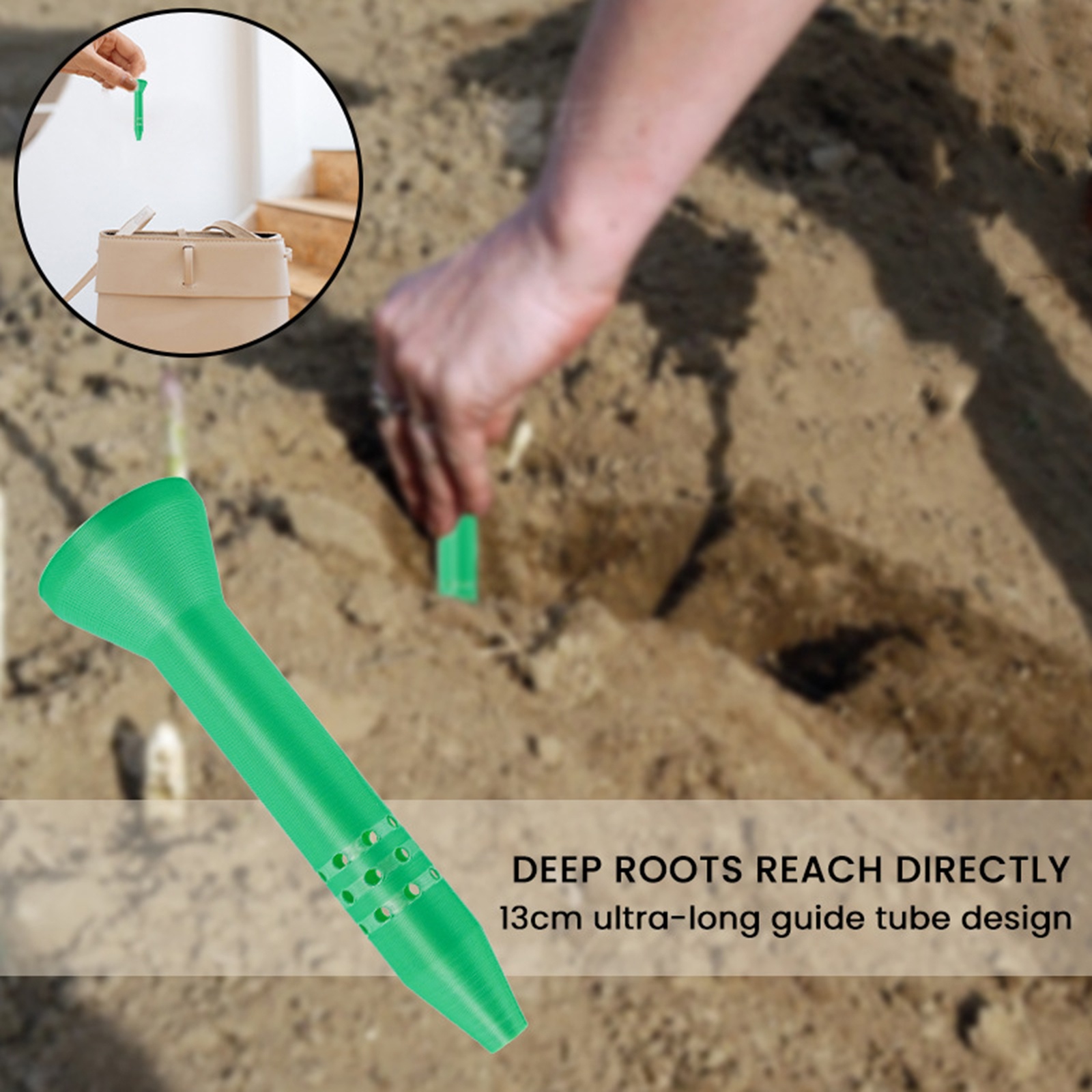 Root Watering Spike - กรวยพลาสติกสำหรับรดน้ำต้นไม้ ขนาด 13 ซม. ดีไซน์ท่อส่งน้ำยาวพิเศษ สำหรับรดน้ำสวนและระบบน้ำในสวน