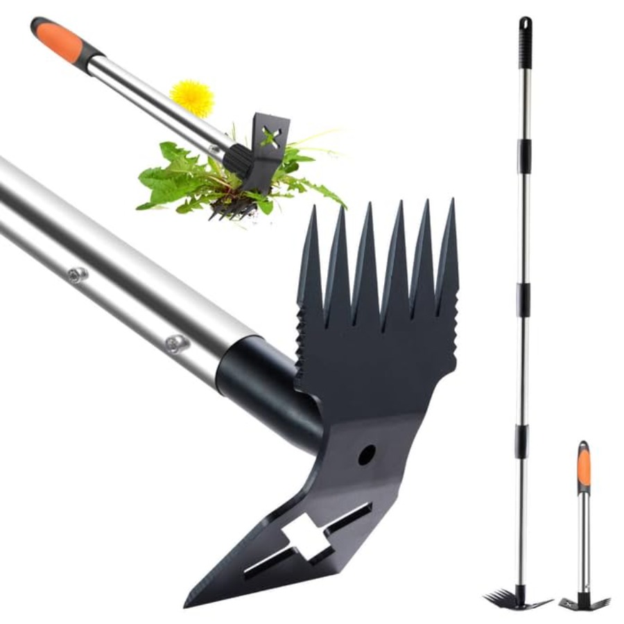 Gardening Tools Hand - เครื่องมือถอนวัชพืชขนาด 60 นิ้ว พร้อมด้ามจับยาว และชุดเครื่องมือกำจัดวัชพืชขนาด 17