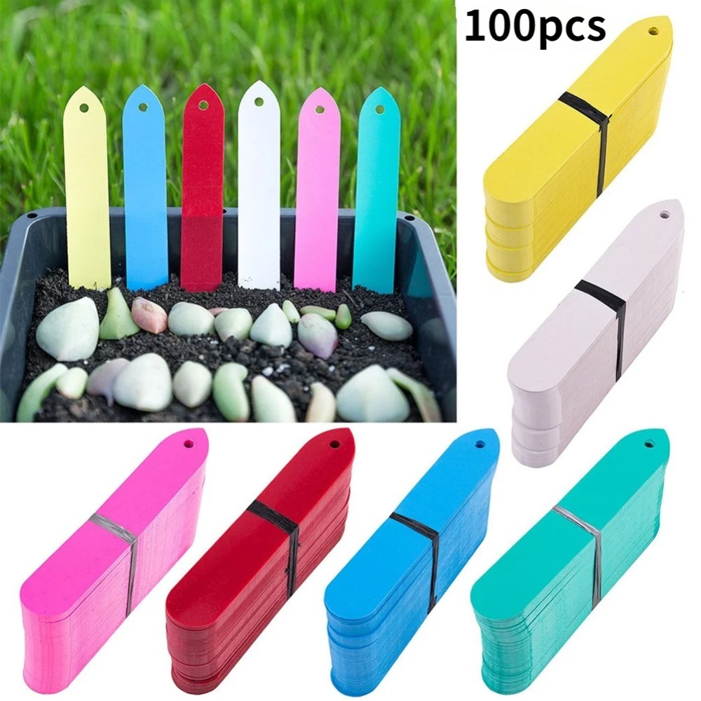 Plant Label Tags - ป้ายติดกระถางต้นไม้ 100 ชิ้น ป้ายพลาสติกสำหรับสวน ป้ายติดต้นไม้ ป้ายติดต้นไม้ในสวน