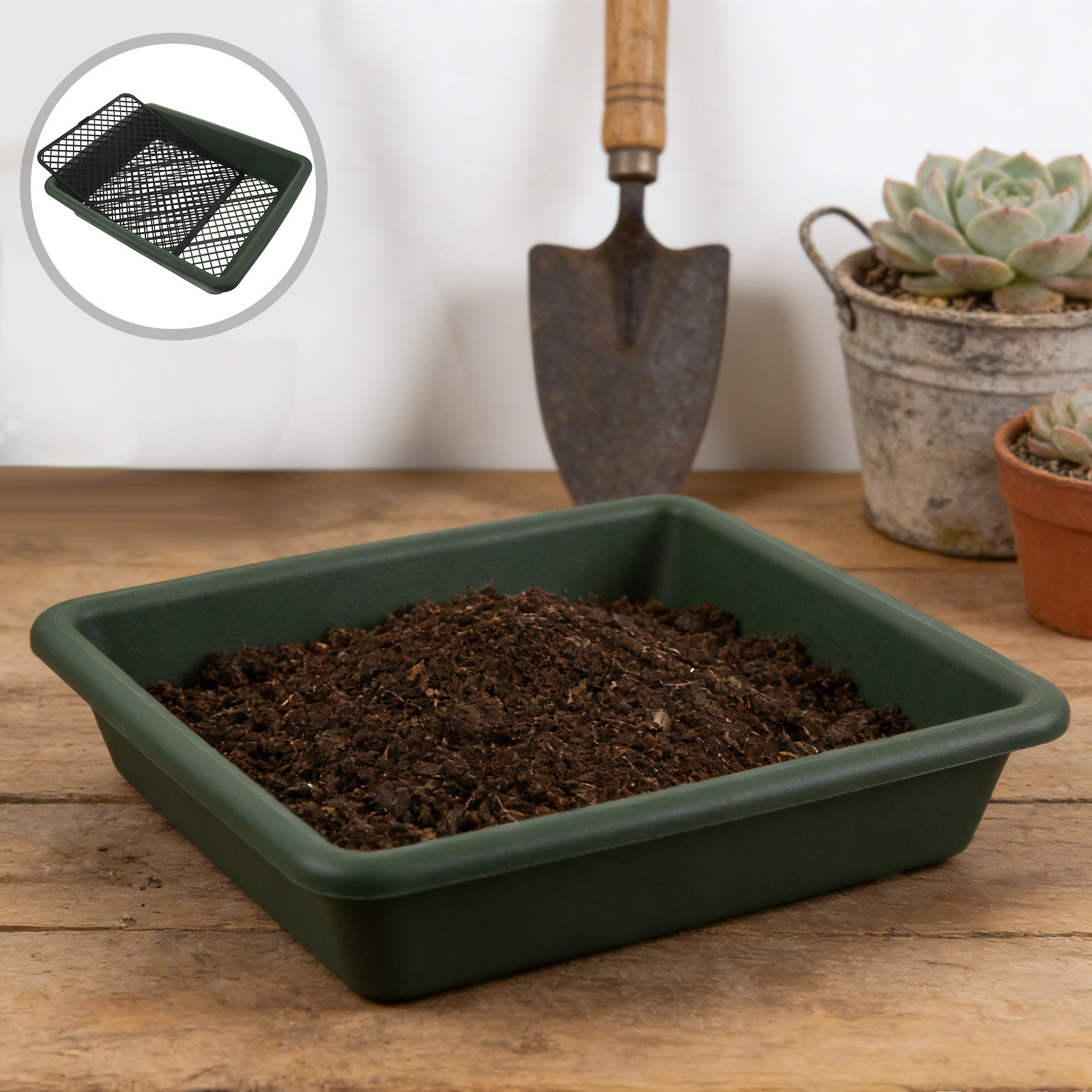 Garden Sieve Soil - ตะแกรงกรองดินแบบปรับได้สำหรับกรองทราย ดิน หิน กรวด สำหรับจัดสวนและปลูกต้นไม้