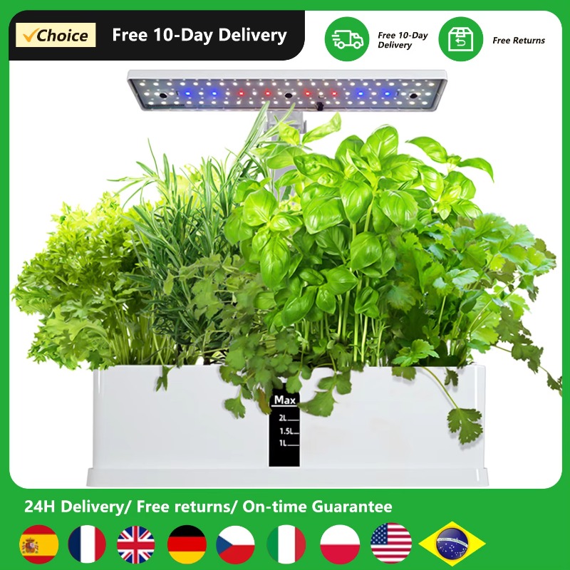 Led Grow Light - ระบบปลูกพืชไฮโดรโพนิกส์อัจฉริยะ 9 ช่อง พร้อมชุดอุปกรณ์ปลูกในร่ม ตั้งเวลาอัตโนมัติ ปรับความสูงได้