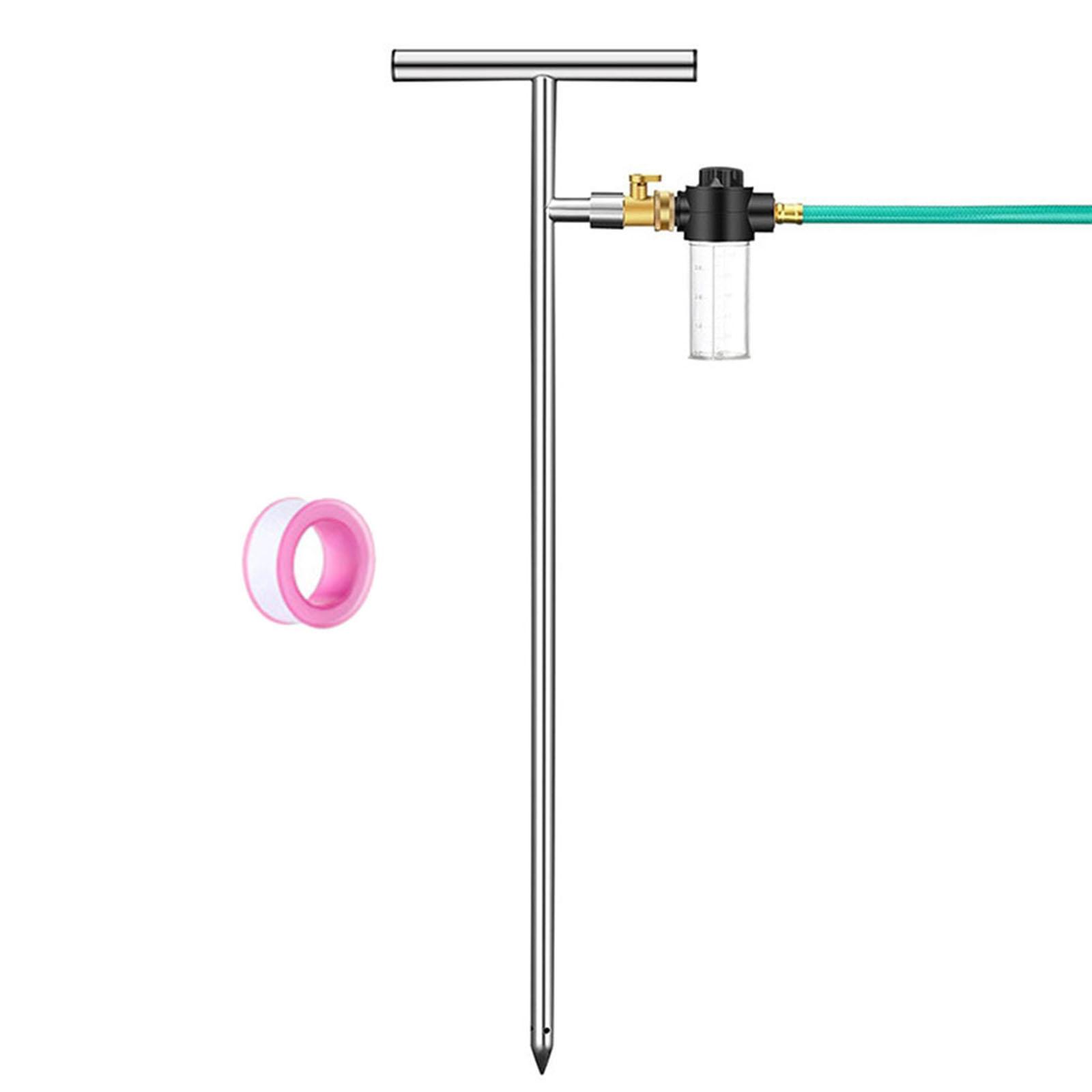Root Watering Spike - เสาให้น้ำรากลึกสแตนเลส ด้ามจับรูปตัว T อุปกรณ์รดน้ำประหยัดน้ำสำหรับสวน เครื่องมือสำหรับพืชกลางแจ้ง