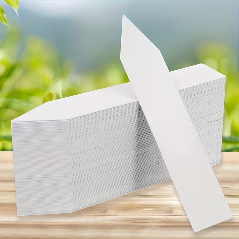 Plant Label Tags - ป้ายติดต้นไม้กันน้ำสีขาว 100 ชิ้น - 10x2 ซม.
