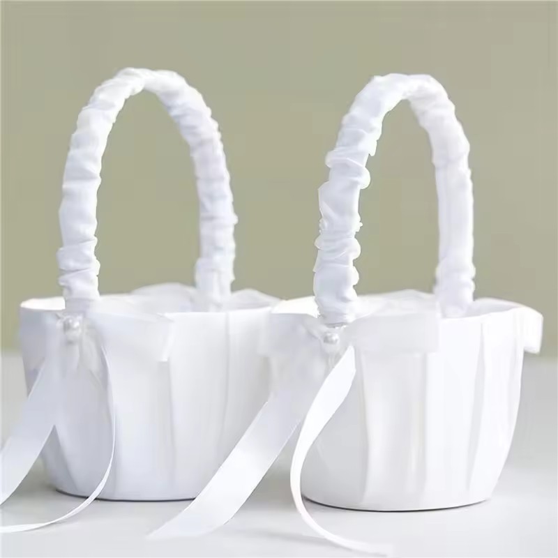 ตะกร้าดอกไม้ผ้าซาตินสีขาวสำหรั - Gardening Tools Girls บทวิจารณ์และราคา