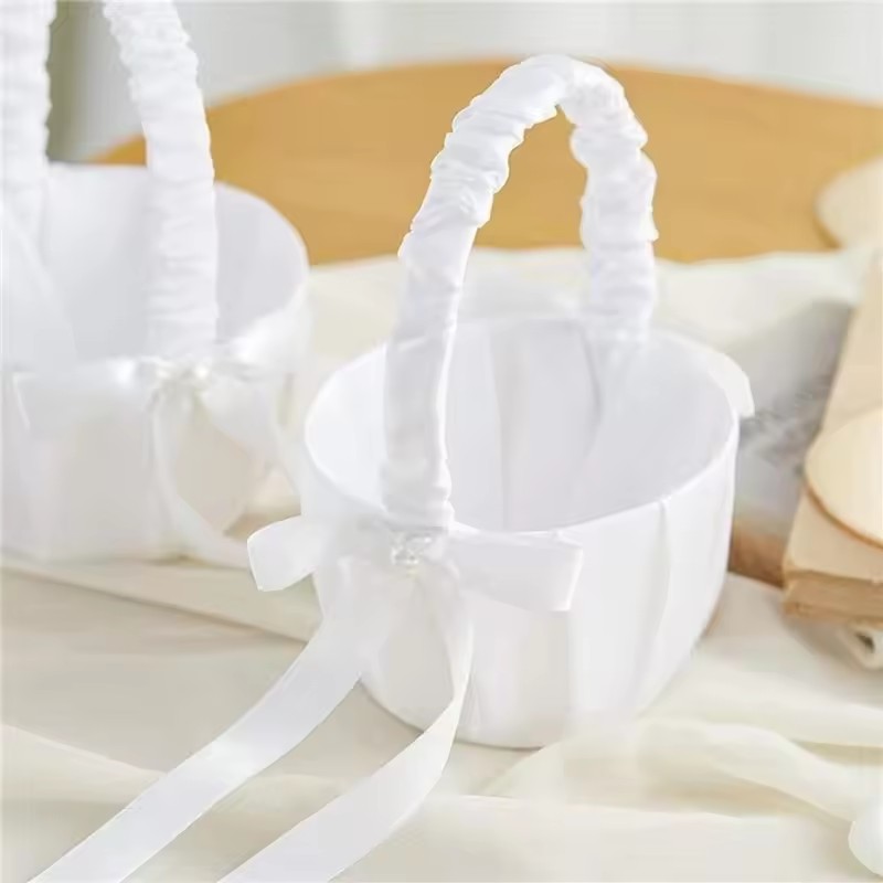 ตะกร้าดอกไม้ผ้าซาตินสีขาวสำหรั - Gardening Tools Girls บทวิจารณ์และราคา