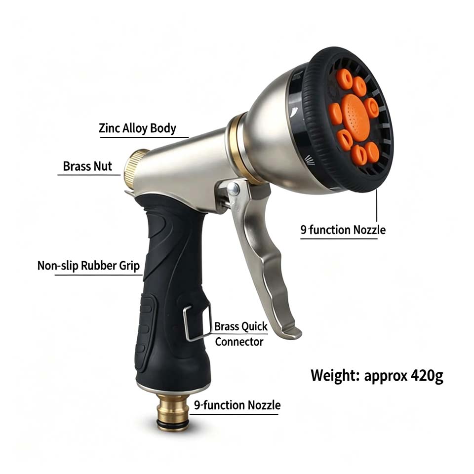 ปืนฉีดน้ำล้างรถและสวนอเนกประสง - Gardening Tools Types บทวิจารณ์และราคา